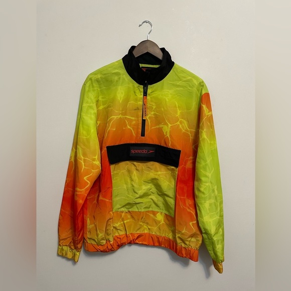 Speedo Other - Speedo with Forever 21 Men's Neon Windbreaker Jacket  Lightning Pattern LARGE